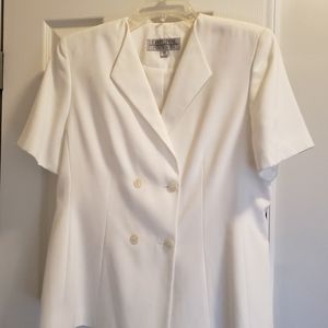 White Larry Levine Skirted Suit
